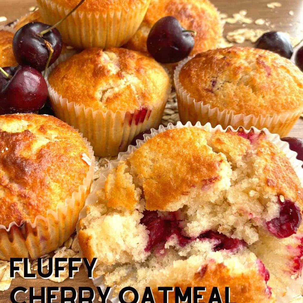 Fluffy Cherry Oatmeal Breakfast Muffins Lovefoodies