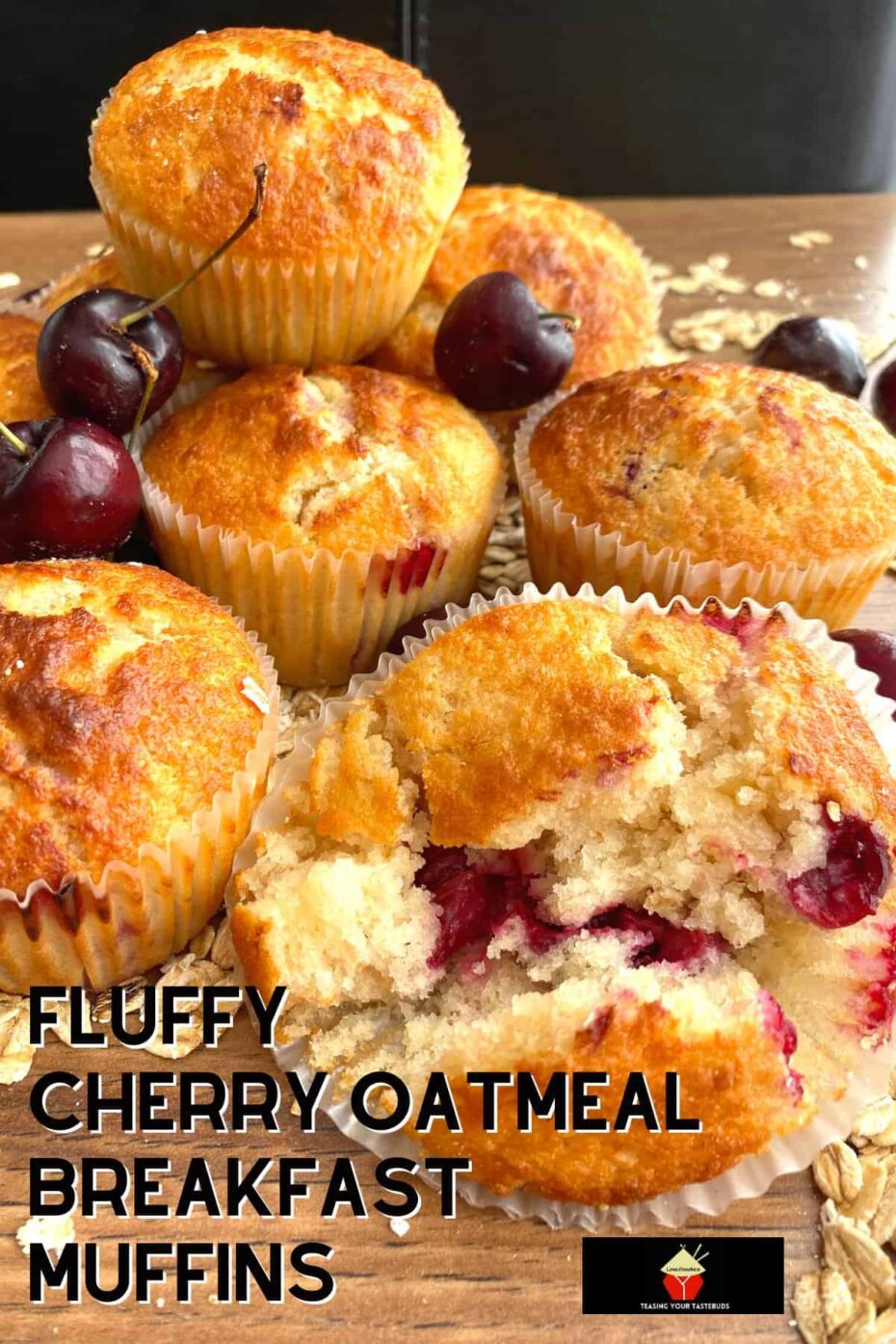 Fluffy Cherry Oatmeal Breakfast Muffins Fluffy Cherry Oatmeal Breakfast Muffins. Delicious, simple, soft and fluffy oatmeal muffins bursting with juicy cherries. Serve warm for breakfast or brunch