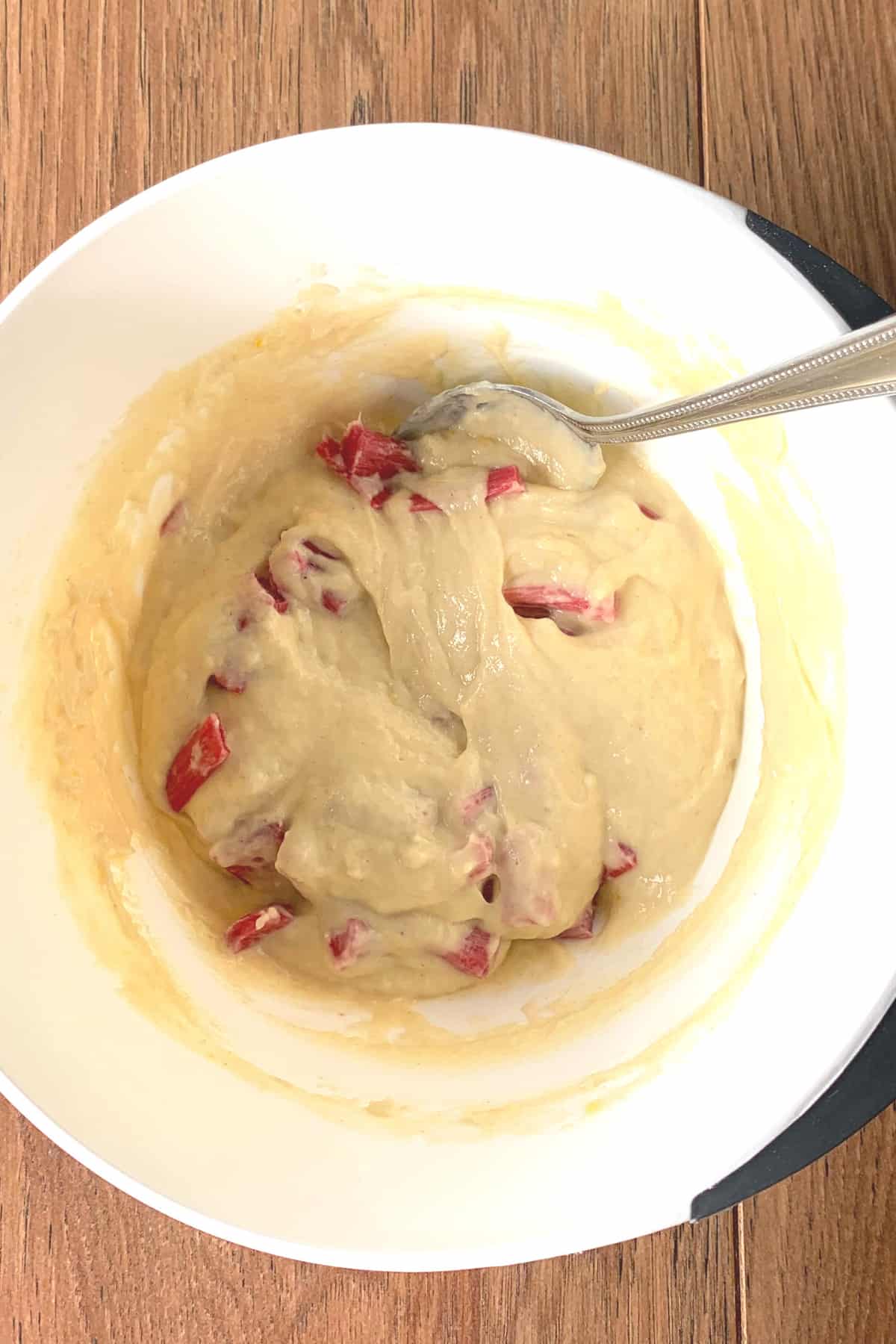 Fluffy Rhubarb Pancakes, adding rhubarb Fluffy Rhubarb Pancakes, adding rhubarb