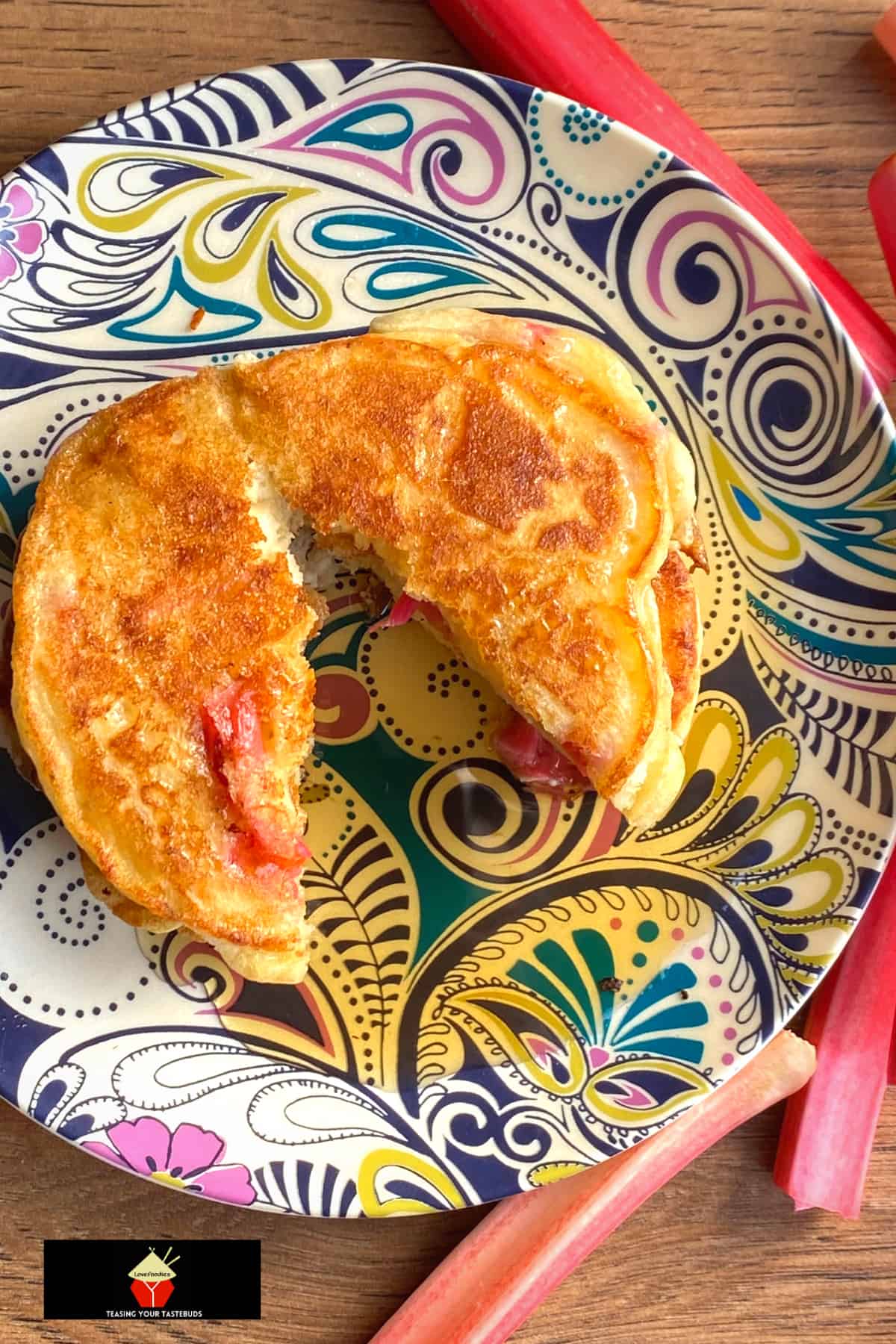 Fluffy Rhubarb Pancakes. Quick and easy breakfast pancakes, bursting with juicy rhubarb. Light and as fluffy as a feather, with no added fat. Serve warm with a drizzle of maple syrup or honey. Fluffy Rhubarb Pancakes. Quick and easy breakfast pancakes, bursting with juicy rhubarb. Light and as fluffy as a feather, with no added fat. Serve warm with a drizzle of maple syrup or honey.