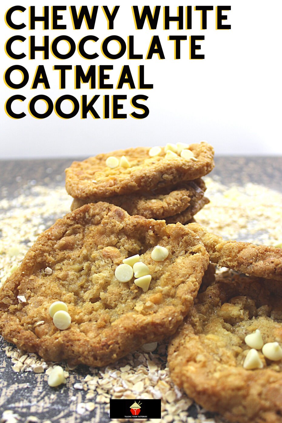 Chewy White Chocolate Oatmeal Cookies Chewy White Chocolate Oatmeal Cookies. Soft and Chewy on the inside and crispy on the outside, these are the BEST EVER oatmeal cookies, loaded with white chocolate. A simple classic cookie recipe
