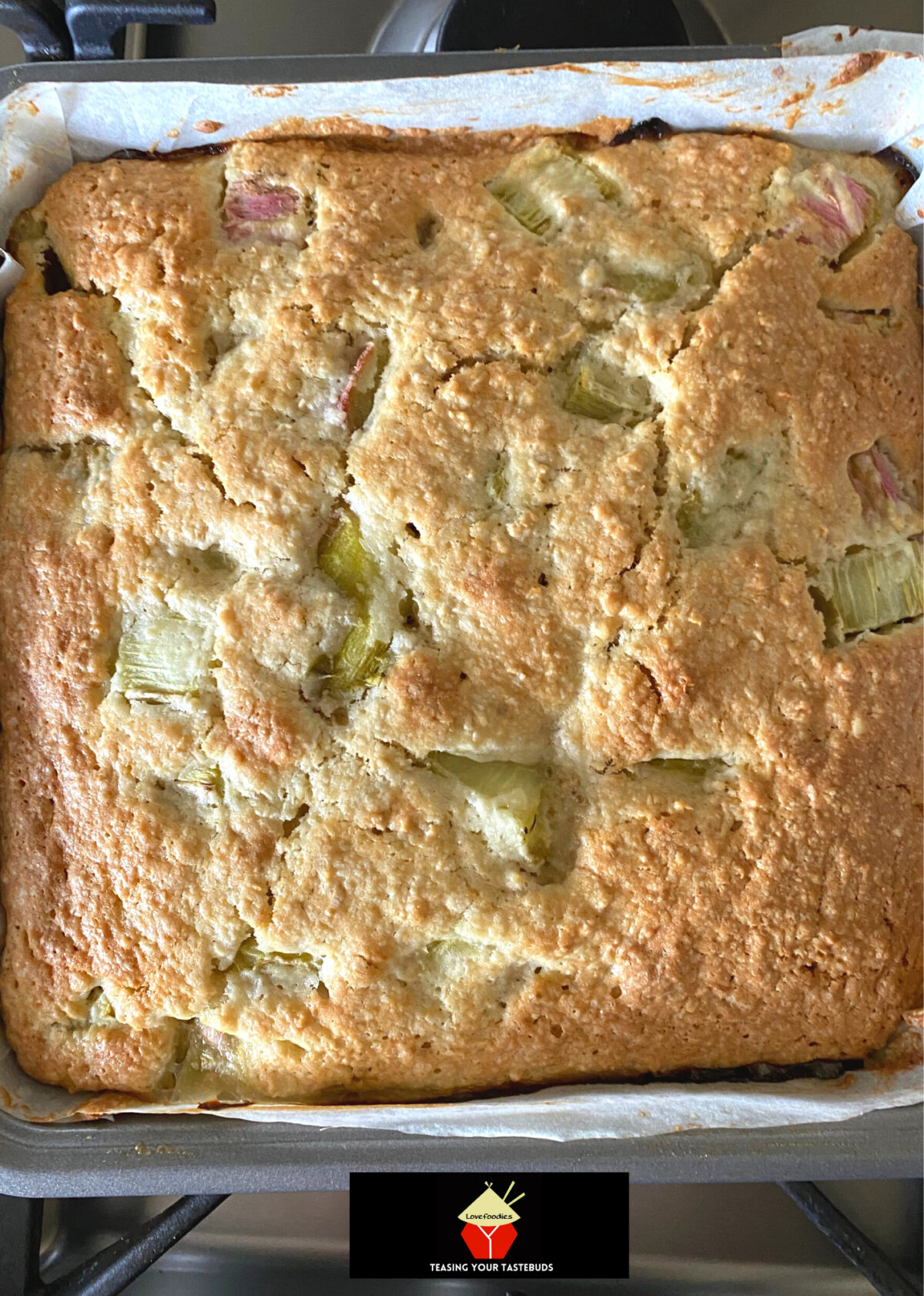 Lazy Daisy Rhubarb Oatmeal Cake, baked Lazy Daisy Rhubarb Oatmeal Cake, baked