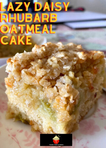 Lazy Daisy Rhubarb Oatmeal Cake. Just like grandma used to make, old fashioned Lazy Daisy Oatmeal Cake with rhubarb, delicious served warm, this gooey gooey cake is a great dessert!