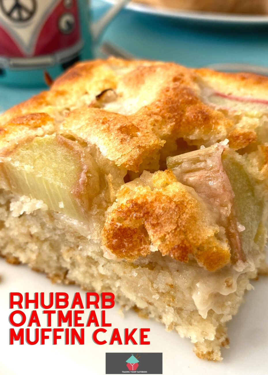 Rhubarb Oatmeal Muffin Cake Rhubarb Oatmeal Muffin Cake is a great old fashioned breakfast cake! It’s easy to make, bursting with juicy rhubarb and has a great texture from the oats.