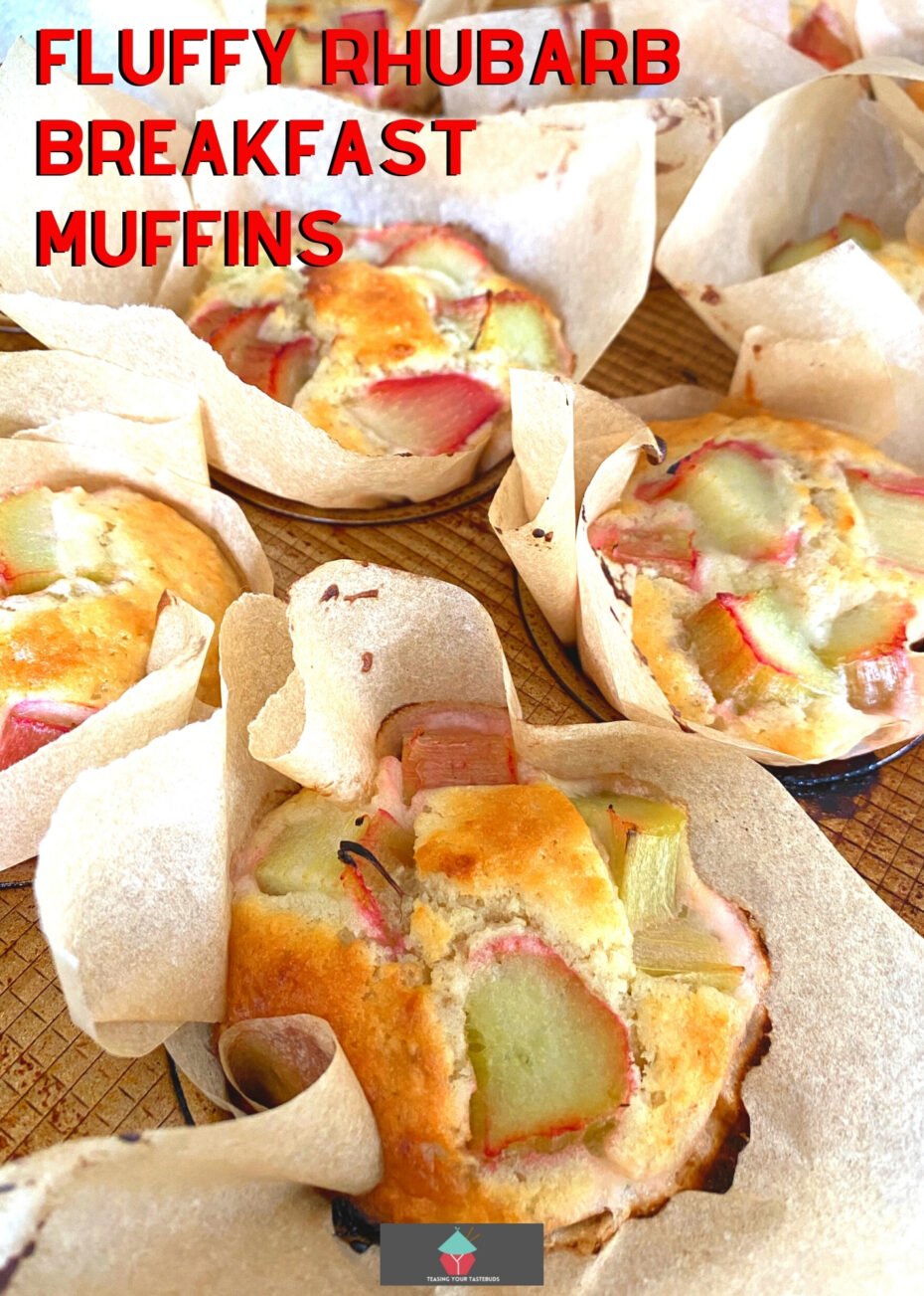 Fluffy Rhubarb Breakfast Muffins Fluffy Rhubarb Breakfast Muffins. A delicious breakfast or snack, these slightly sweet muffins are loaded with juicy tangy rhubarb, soft and fluffy, with added texture from the oats.