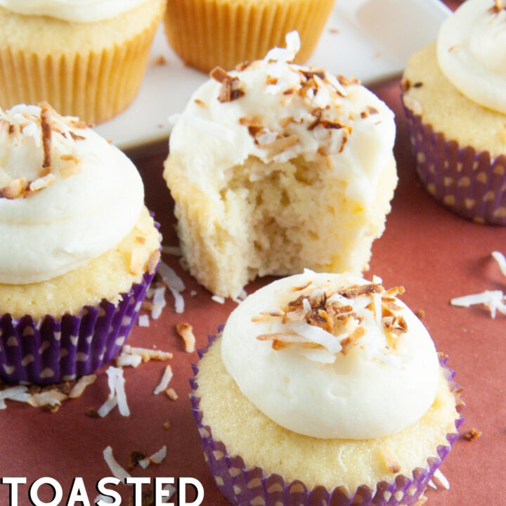 Toasted Coconut Cupcakes Toasted Coconut Cupcakes. Deliciously light and fluffy coconut cupcakes, with a coconut cream cheese frosting. Simple easy recipe for how to make perfect, moist cupcakes, ideal for parties and celebrations