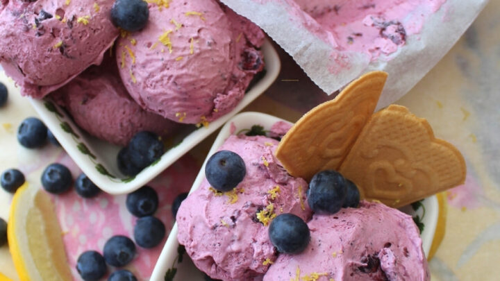 Creamy Blueberry and Lemon Ice CreamH