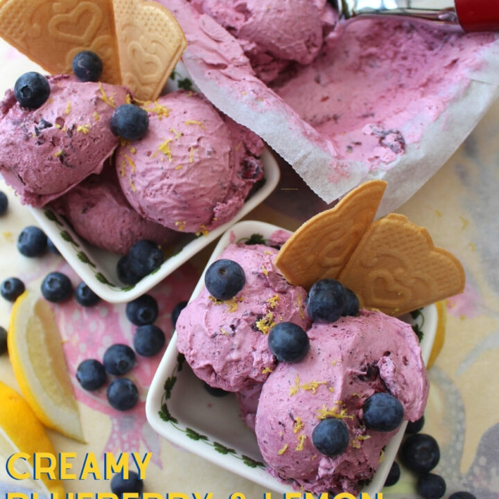 Creamy Blueberry and Lemon Ice Cream