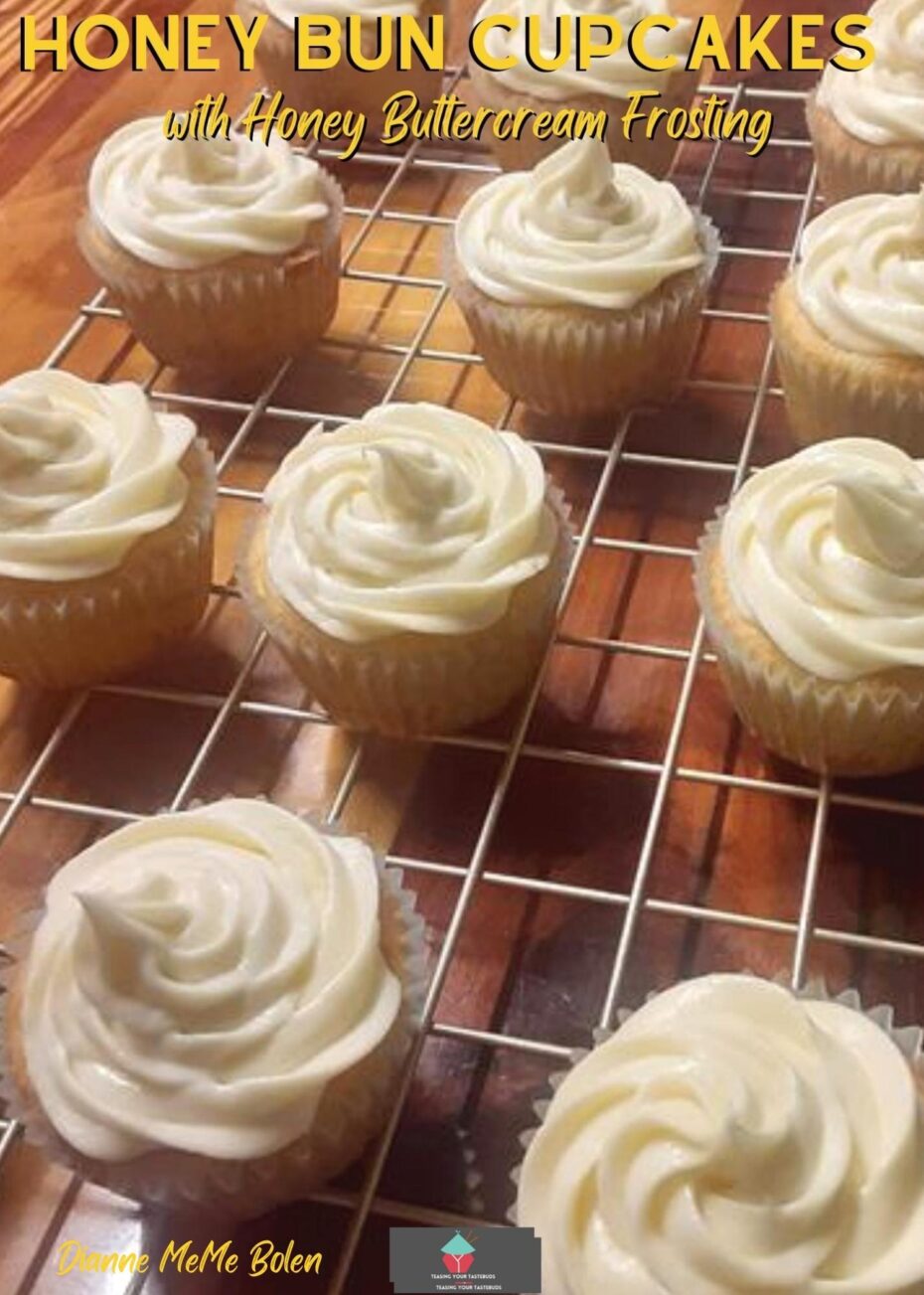 Honey Bun Cupcakes with Honey Buttercream Frosting Honey Bun Cupcakes are lovely and soft with great flavors of cinnamon and brown sugar and topped with a homemade honey buttercream frosting