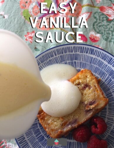 Easy Vanilla Sauce. Super easy recipe for a simple vanilla sauce, great for pouring on desserts and cakes. Serve warm or chilled. Budget friendly and uses regular pantry ingredients.