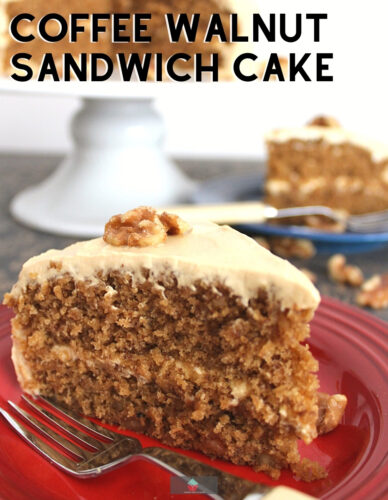 Coffee Walnut Sandwich Cake. The best coffee and walnut cake, a classic British afternoon tea cake, layers of soft and fluffy coffee cake with chopped walnuts throughout, adds a great flavor and texture, frosted with coffee cream cheese frosting. A pure delight to eat!