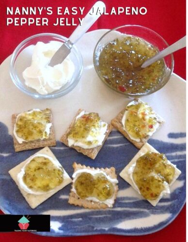Nanny's Easy Jalapeno Pepper Jelly is a great easy recipe, a delicious snack served on crackers with cream cheese!