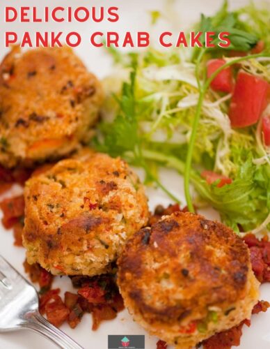 Delicious Crab Cakes recipe coated in light, crispy panko breadcrumbs. Perfectly seasoned with herbs and spices, these baked crab cakes make for a great appetizer or dinner.
