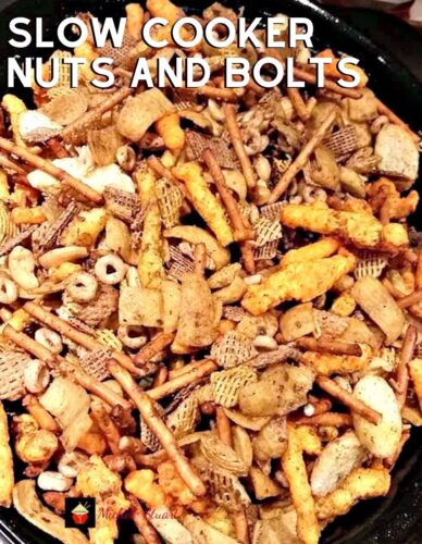 Slow Cooker Nuts & Bolts. A very easy recipe and so flexible, you can adjust according to your taste, and add different seasonings and ingredients. Lots of suggestions in the recipe for you to enjoy!