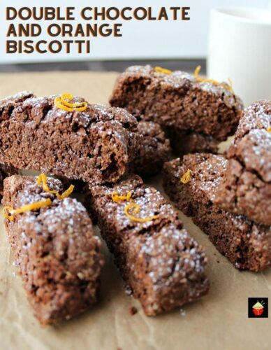 Double Chocolate and Orange Biscotti are lovely little Italian cookies perfect for having with a cup of coffee. Easy to make, and make perfect gifts too!