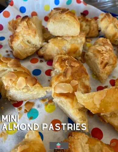 Mini Almond Pastries. These Mini Almond Pastries have a deliciously smooth, sweet, almond paste filling and are wrapped in crispy, light puff pastry. Quick and easy to make, and perfect for a tea time treat.