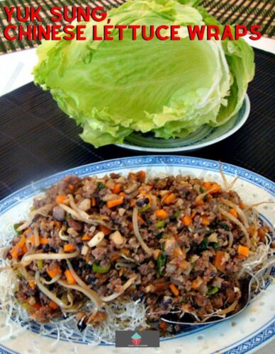 Yuk Sung, Chinese Lettuce Wraps. Inside each lettuce leaf is a little pile of treasures! A great dish to serve as a starter or at parties