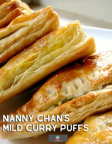Nanny Chan's Mild Curry Puffs with a delicious mild spiced filling of ground meat wrapped in a flaky pastry. Great as a snack, appetizer or party food! 