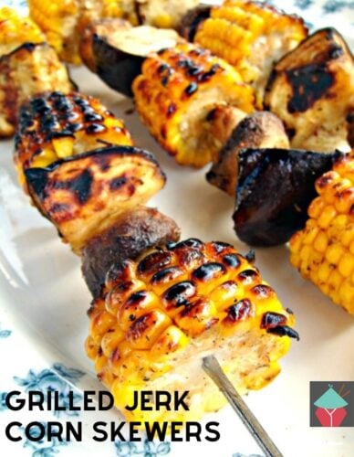 Grilled Jerk Corn Skewers taste amazing, with the flavors of homemade jerk seasoning, these spiced corn on the cobs are ideal for a BBQ
