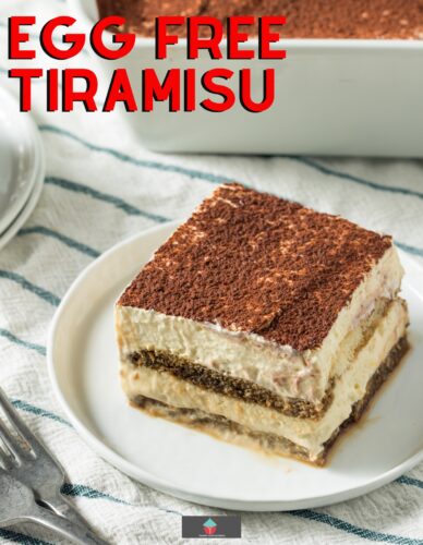 Egg Free Tiramisu. This a delicious Italian chilled dessert recipe, with layers of whipped cream and cream cheese, on a bed of coffee liqueur-soaked sponge. A quick and easy recipe and perfect for parties!