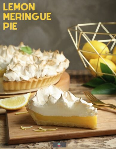 Lemon Meringue Pie is a delicious dessert, with a sweet, crispy pie crust filled with tangy lemon custard and topped with meringue then baked until golden.