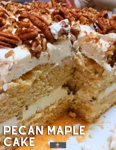 Pecan Maple Cake. This is a lovely, soft, moist cake with delicious pecans and maple syrup. Easy to make and perfect for a celebration!