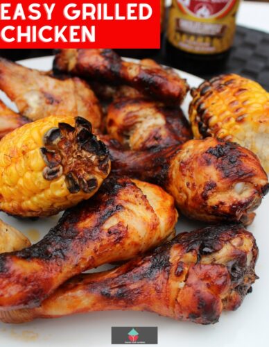 Easy Grilled Chicken using a delicious marinade using regular pantry ingredients to give you juicy and tender pieces of chicken. Grill or oven roast.