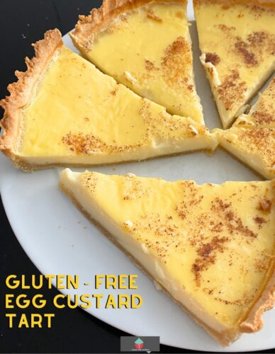 Gluten Free Egg Custard Tart. Gluten Free Egg Custard Tart with a lovely home made gluten free shortcrust pastry and a very silky smooth egg filling. Also recipe to make individual tarts.