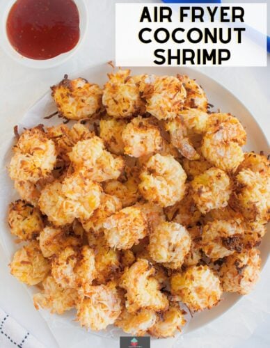 Air Fryer Coconut Shrimp. A quick and easy recipe for air fryer coconut shrimp, tender juicy shrimp air fried with a crispy coconut coating. Ideal as a snack, appetizer or main meal.