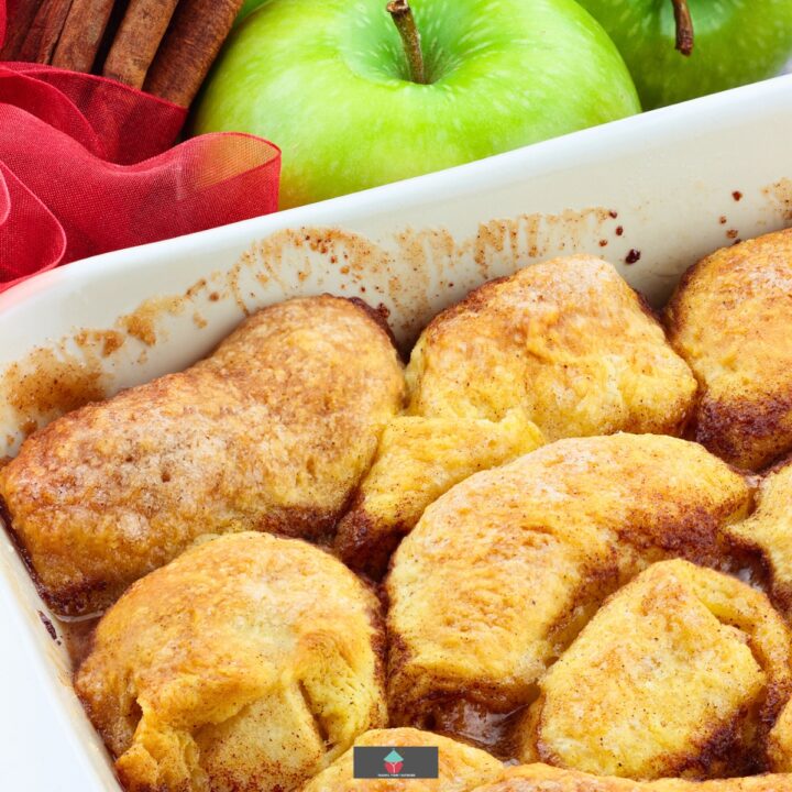 Mom's Apple Dumplings Mom's apple dumplings recipe, old fashioned recipe using apples in a sweet pie crust then baked in a delicious cinnamon syrup. A great comforting dessert.
