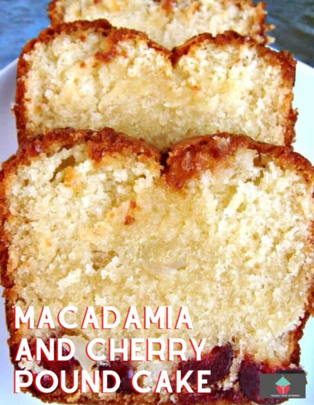 Moist Macadamia and Cherry Pound Cake Macadamia and Cherry Pound Cake is a deliciously moist and soft loaf cake with a hint of honey.Easy recipe using pantry ingredients.