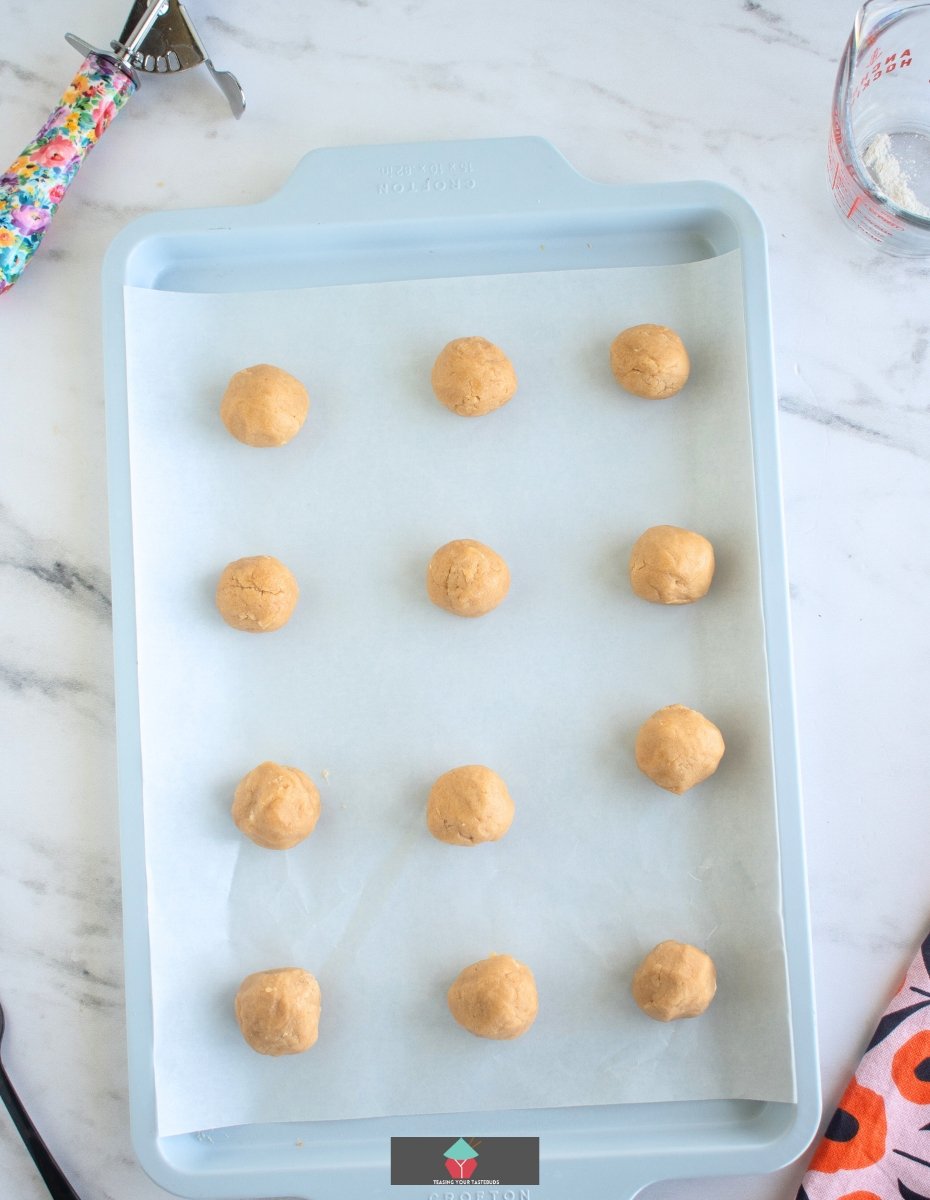 Chocolate Dipped Peanut Butter Cookies, shaping cookie dough into balls Chocolate Dipped Peanut Butter Cookies, shaping cookie dough into balls