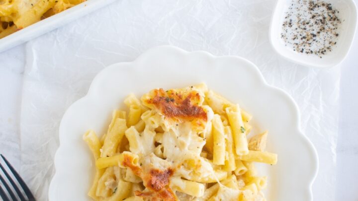 Chicken Alfredo Ziti Pasta BakeH