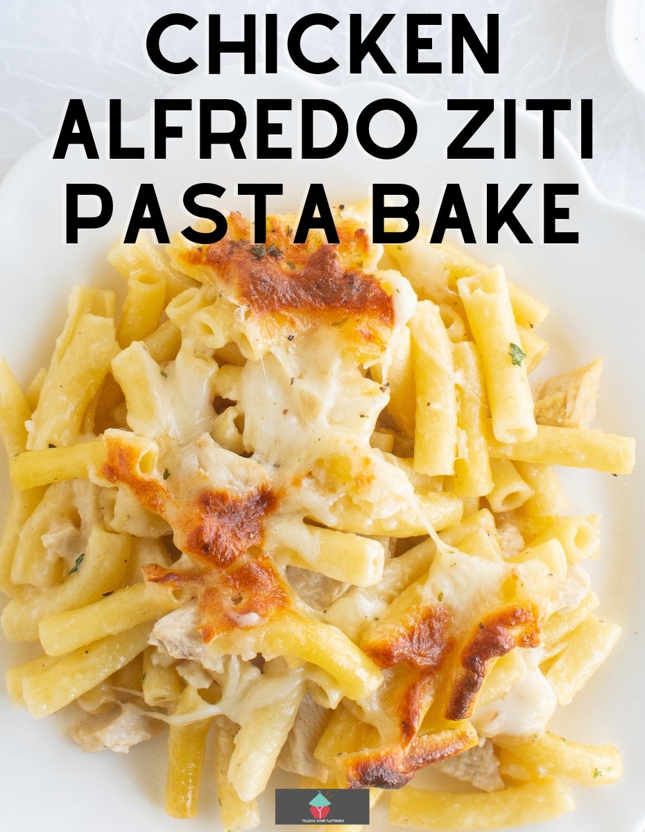 Chicken Alfredo Ziti Pasta bake recipe is an easy dinner, loaded with chicken, mozzarella and parmesan cheese and baked in a creamy Alfredo sauce.