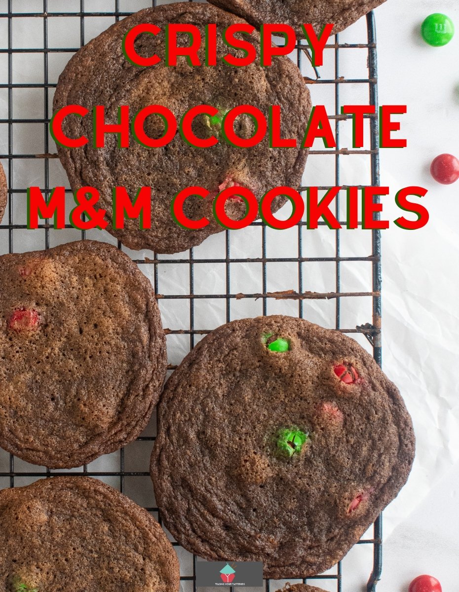 Crispy chocolate M&M cookies are easy to make, loaded with M&M candies. Crunchy on the outside, chewy inside and full of chocolate flavor, using regular pantry ingredients.