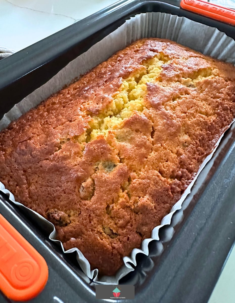 Orange Fruit Pound Cake, baked